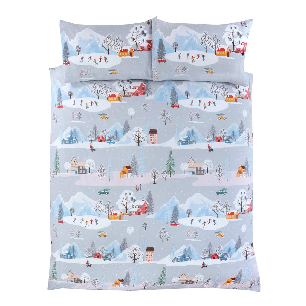 Christmas Winter Town Duvet Cover Set by Rapport Home 2