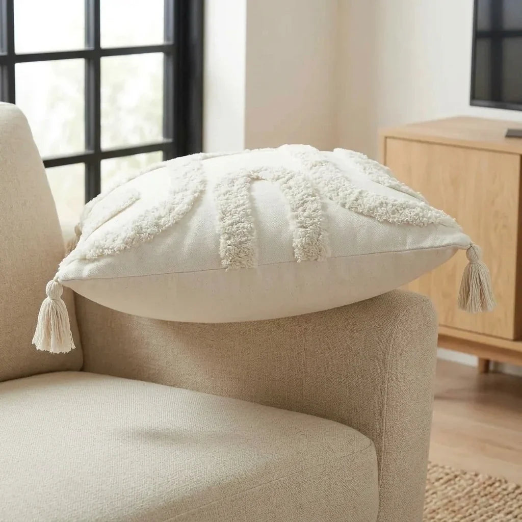 Cabana Tufted 100% Cotton Cream Cushion Cover 43cm x 43cm 4