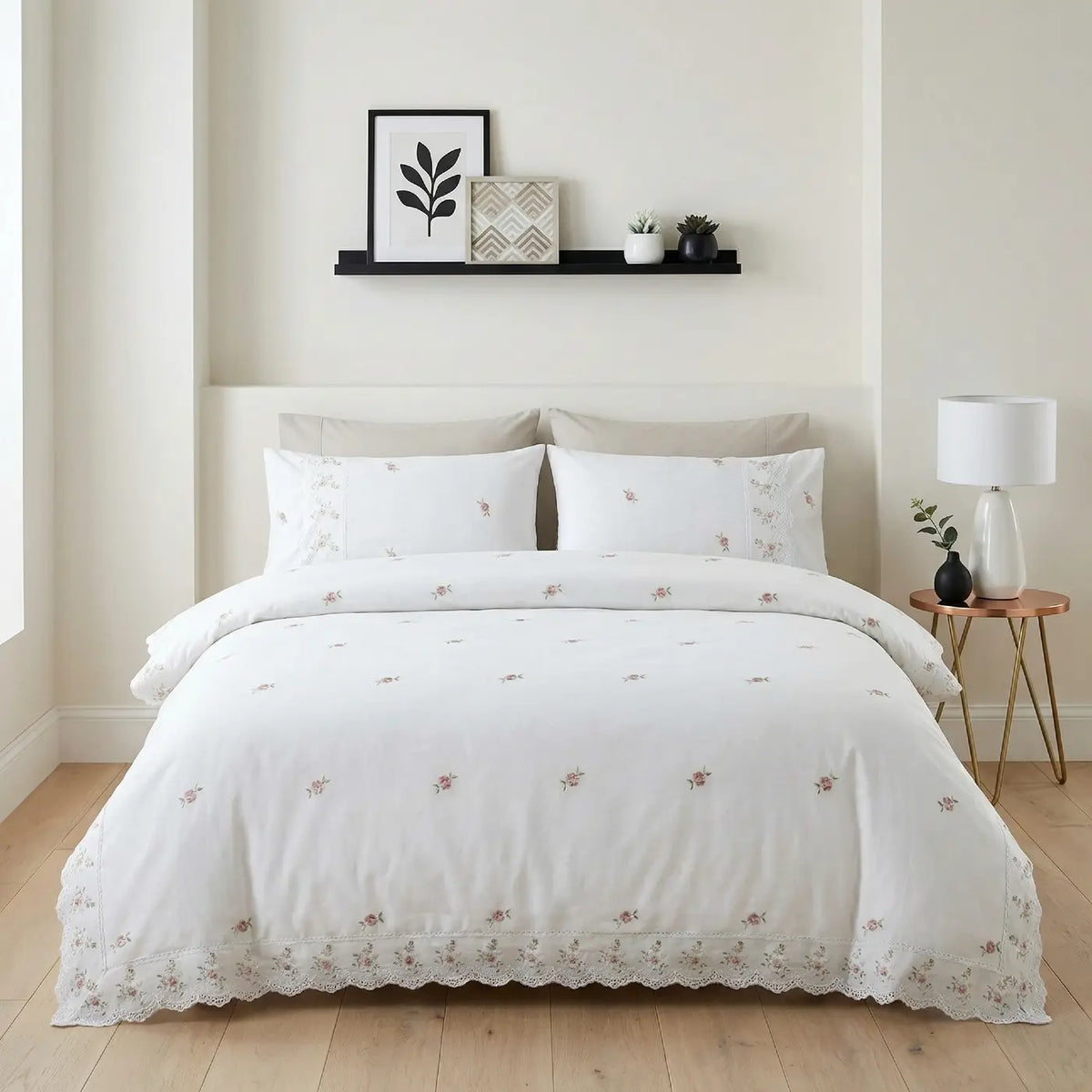 Sophie Embroidered Duvet Cover Set - White