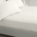 Bianca Fine Linens 200 Thread Count Percale 32cm Deep Cream 100% Cotton Fitted Sheet - 200 Thread Count Percale Fitted Sheet Cream
