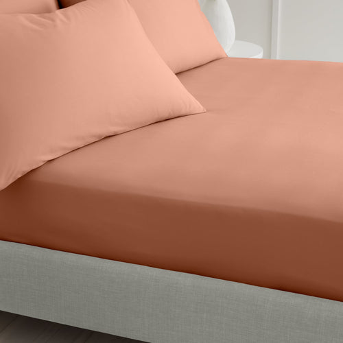 Bianca 200 Thread Count Percale 32cm Deep Clay 100% Cotton Fitted Sheet - 200 Thread Count Percale Fitted Sheet (1)