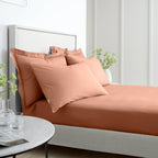 Bianca 200 Thread Count Percale 32cm Deep Clay 100% Cotton Fitted Sheet - 200 Thread Count Percale Fitted Sheet (1)
