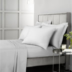 Bianca Fine Linens 400 Thread Count Sateen 36cm Deep Dove Grey 100% Cotton Fitted Sheet - 400 Thread Count Cotton Fitted Sheet Grey
