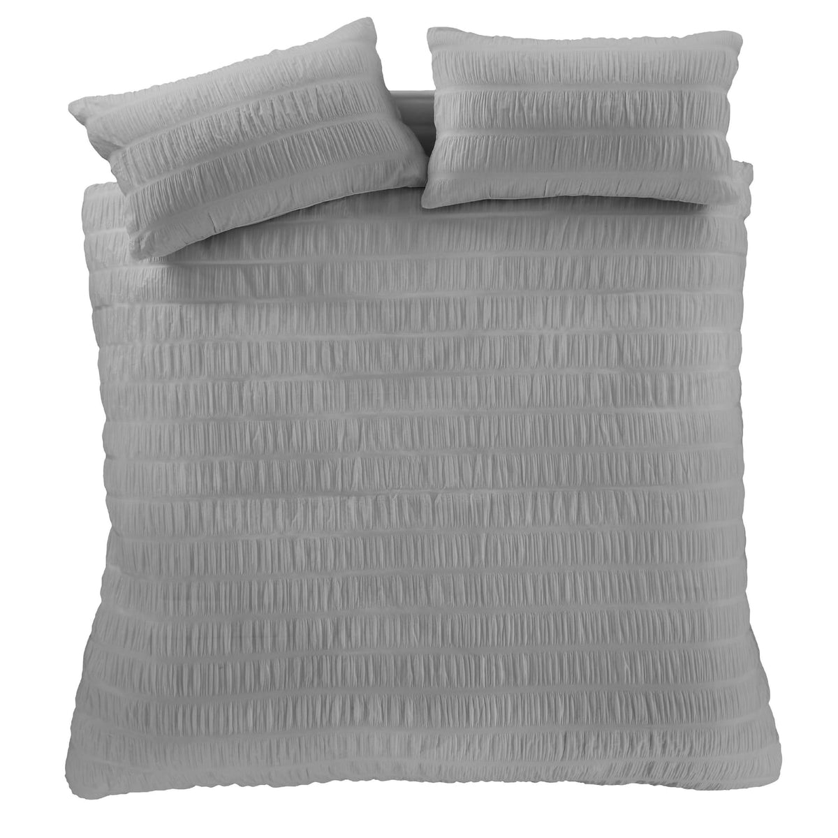 Bianca Fine Linens Seersucker Woven Stripe Grey 100% Cotton Duvet Cover Bedding Set 5