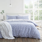 Bianca Fine Linens Shadow Leaves Duvet Cover Set - Shadow Leaves Blue Duvet Set (With Accesories)