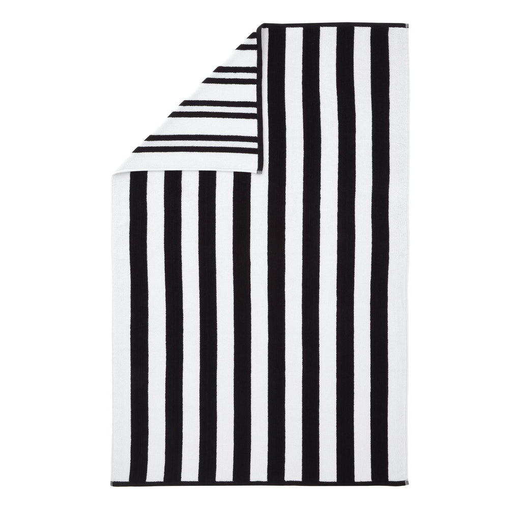 Bianca Reversible Stripe 600gsm Cotton Jacquard Towels - Black - Reversible Jacquard Black Towels