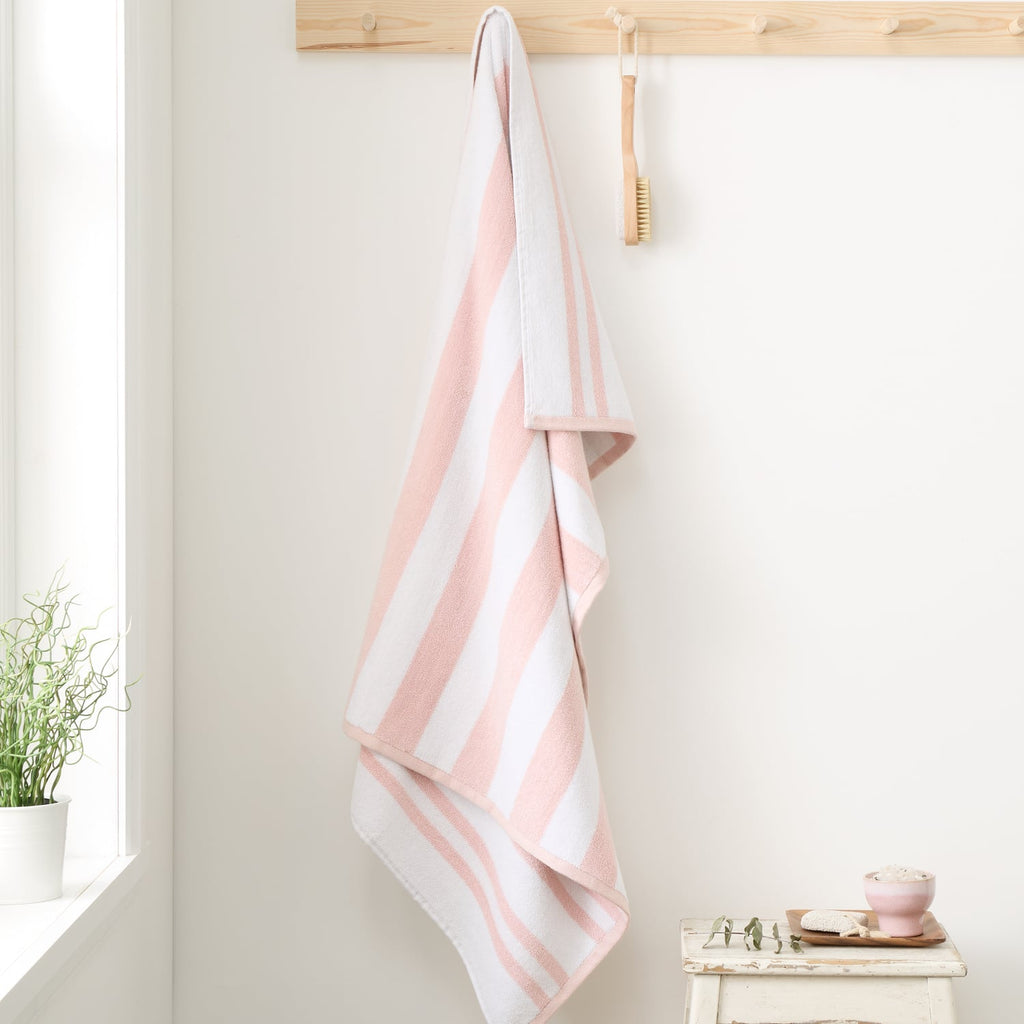 Bianca Reversible Stripe 600gsm Cotton Jacquard Towels - Blush Pink
