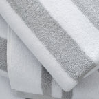 Bianca Reversible Stripe 600gsm Cotton Jacquard Towels - Grey - Reversible Jacquard Grey Towel