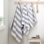 Bianca Reversible Stripe 600gsm Cotton Jacquard Towels - Grey - Reversible Jacquard Grey Towel