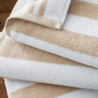 Bianca Reversible Stripe 600gsm Cotton Jacquard Towels - Natural - Reversible Jacquard Natural Towel