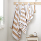 Bianca Reversible Stripe 600gsm Cotton Jacquard Towels - Natural - Reversible Jacquard Natural Towel