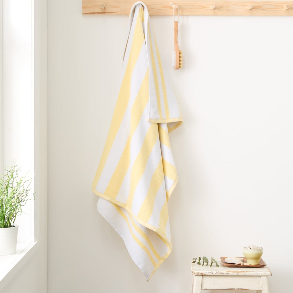 Bianca Reversible Stripe 600gsm Cotton Jacquard Towels - Yellow