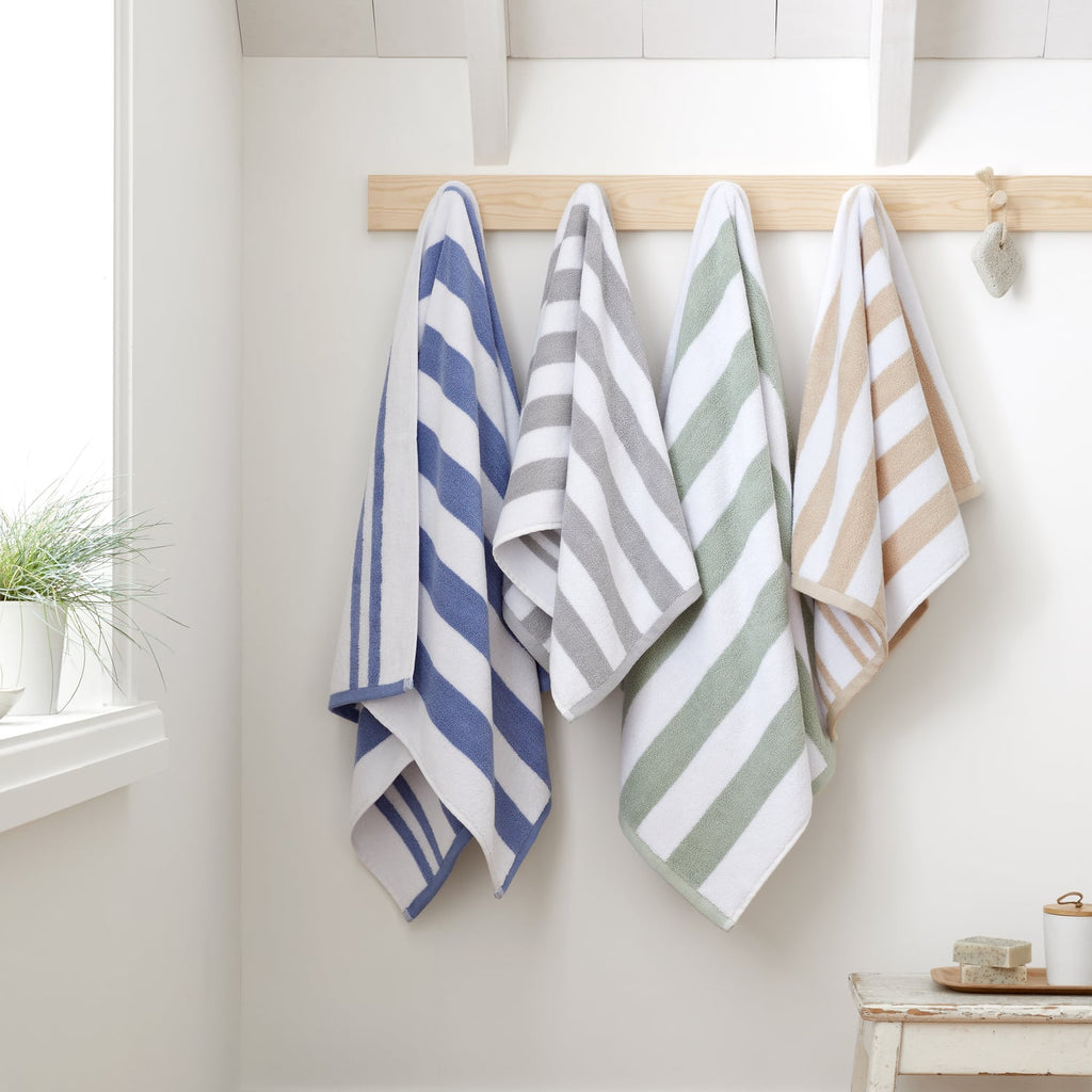 Bianca Reversible Stripe 600gsm Cotton Jacquard Towels - Natural - Reversible Stripe Group Shot