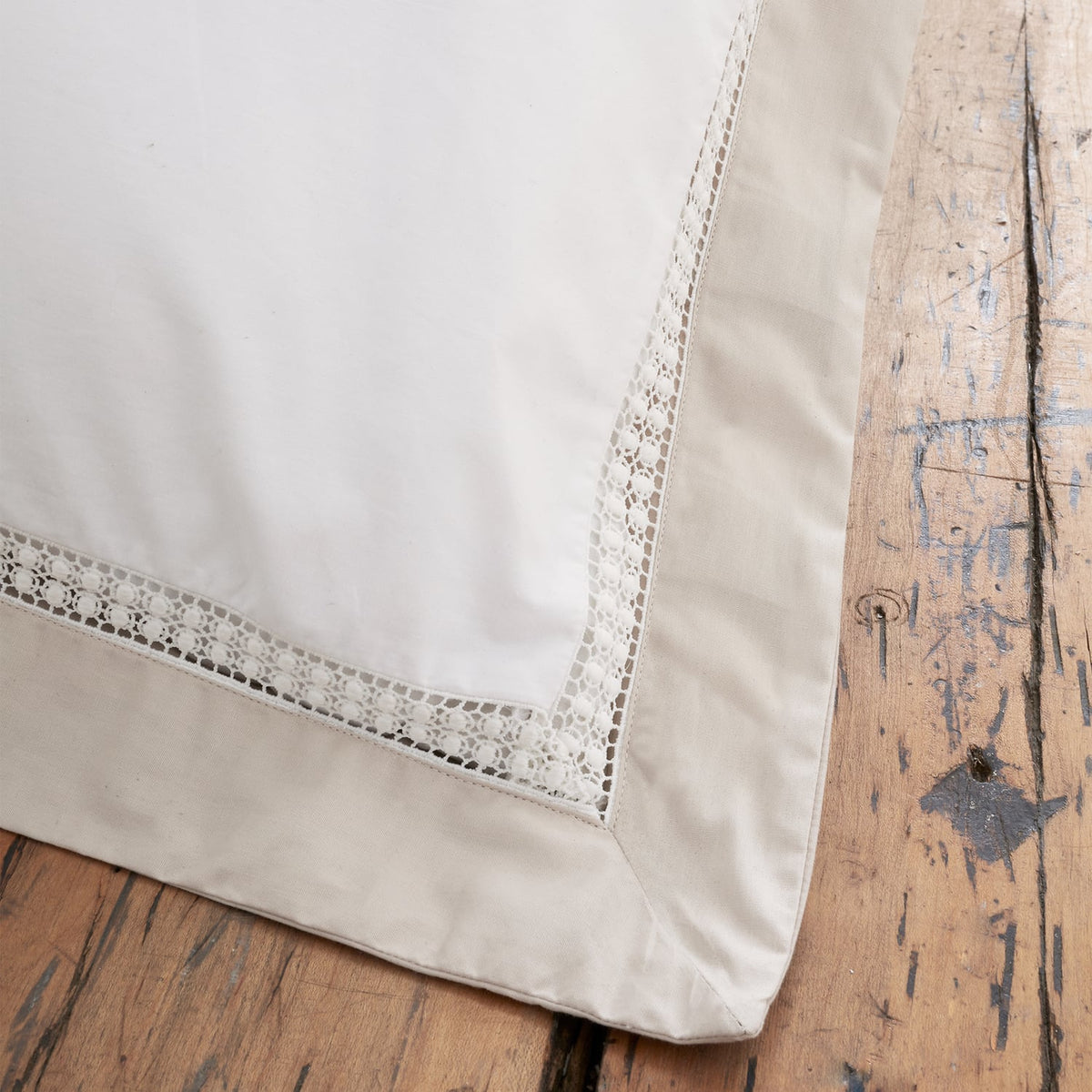 Bianca Fine Linens Oxford Lace Trim Duvet Cover Set - Oxford Lace