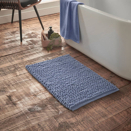 Bianca Aspen Bobble Bath Mat Runner 50cm x 120cm - Aspen Bobble Bath Mat Blue