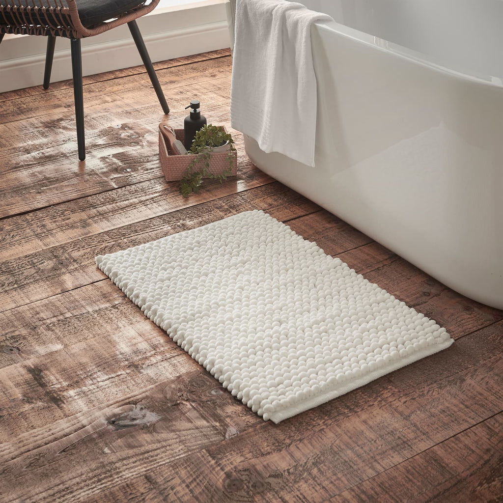 Bianca Aspen Bobble Bath Mat Runner 50cm x 120cm - Aspen Bobble Bath Mat White