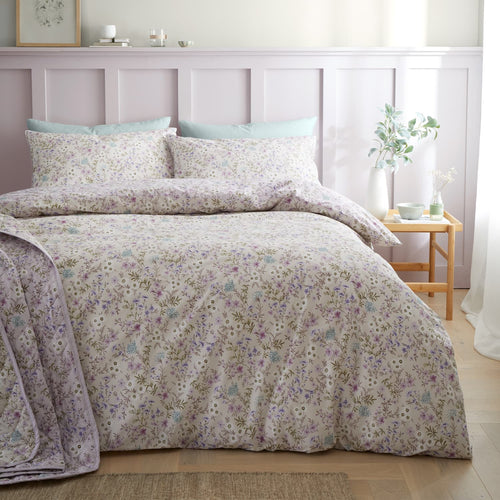 Bianca Ditsy Floral 200 Thread Count Cotton Reversible Duvet Cover Set - Lilac