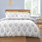 Bianca Eloise Floral 230 Thread Count Cotton Satin Stripe Duvet Cover Set White - Eloise Floral Duvet Set