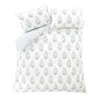 Bianca Eloise Floral 230 Thread Count Cotton Satin Stripe Duvet Cover Set White - Eloise Floral Duvet Set