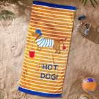Catherine Lansfield Cotton Beach Towel 76cm x 160cm - Hot Dog Beach Towel