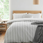 Bianca Ashford Stripe 200 Thread Count 100% Cotton Reversible Duvet Cover Set - Silver image 8