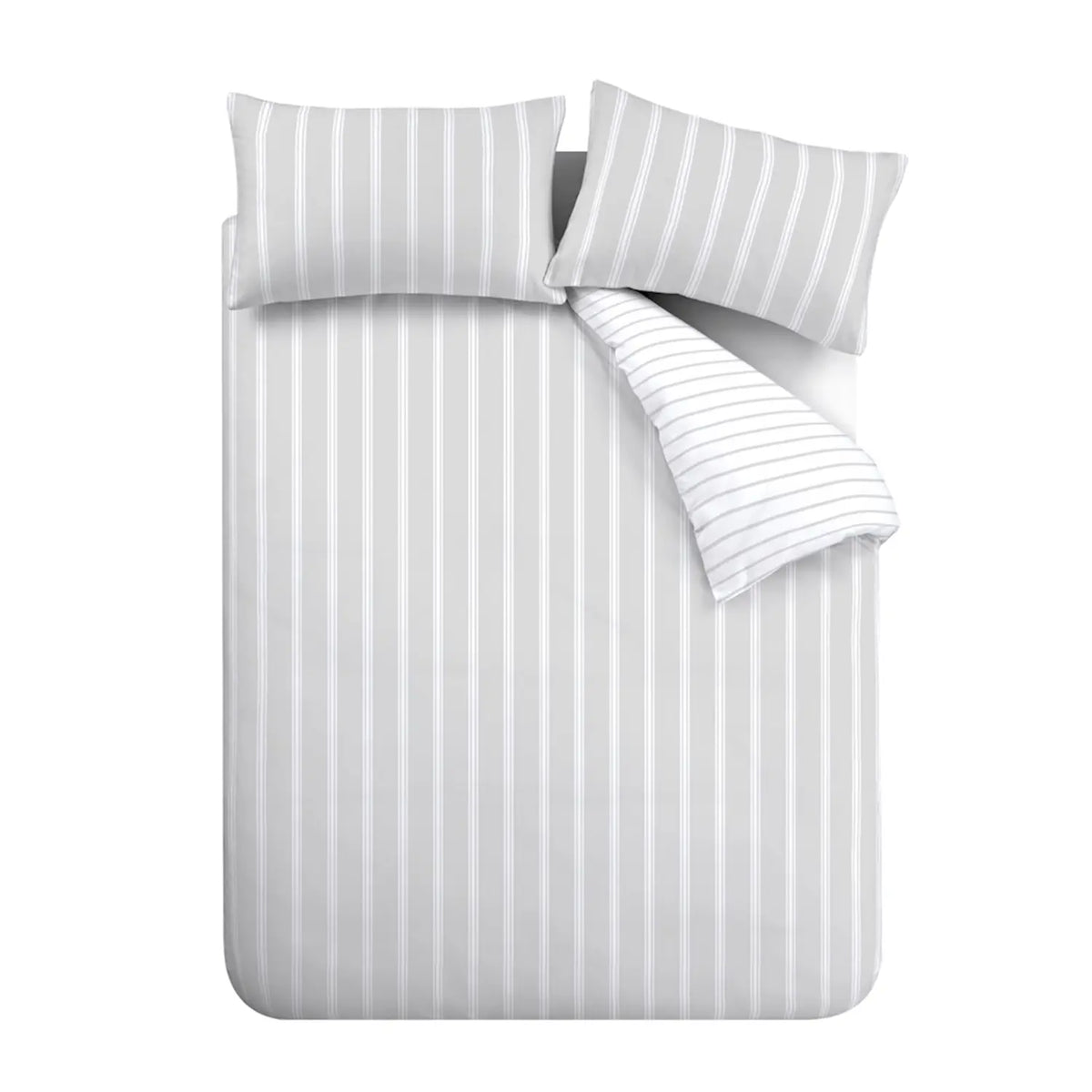 Bianca Ashford Stripe 200 Thread Count 100% Cotton Reversible Duvet Cover Set - Silver image 14