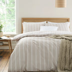 Bianca Ashford Stripe 200 Thread Count 100% Cotton Reversible Duvet Cover Set - Silver