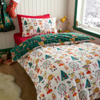 Belle & Boo Christmas Fairground Cotton Duvet Cover - Green - Christmas Fairground Duvet Set