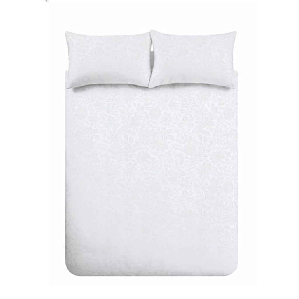 Bianca Fine Linens Embroidery Floral Duvet Cover Set - White - Fleur Matelasse Duvet Set