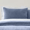 Bianca Attica Velvet Embroidered Blue Pillow Sham Pair