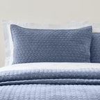 Bianca Attica Velvet Embroidered Blue Pillow Sham Pair
