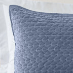 Bianca Attica Velvet Embroidered Blue Pillow Sham Pair 2