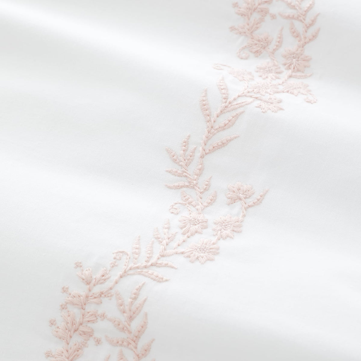 Bianca Fine Linens Camille Embroidered Floral White + Pink 100% Cotton Duvet Cover Bedding Set 4
