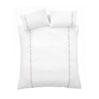 Bianca Fine Linens Camille Embroidered Floral White + Pink 100% Cotton Duvet Cover Bedding Set 5