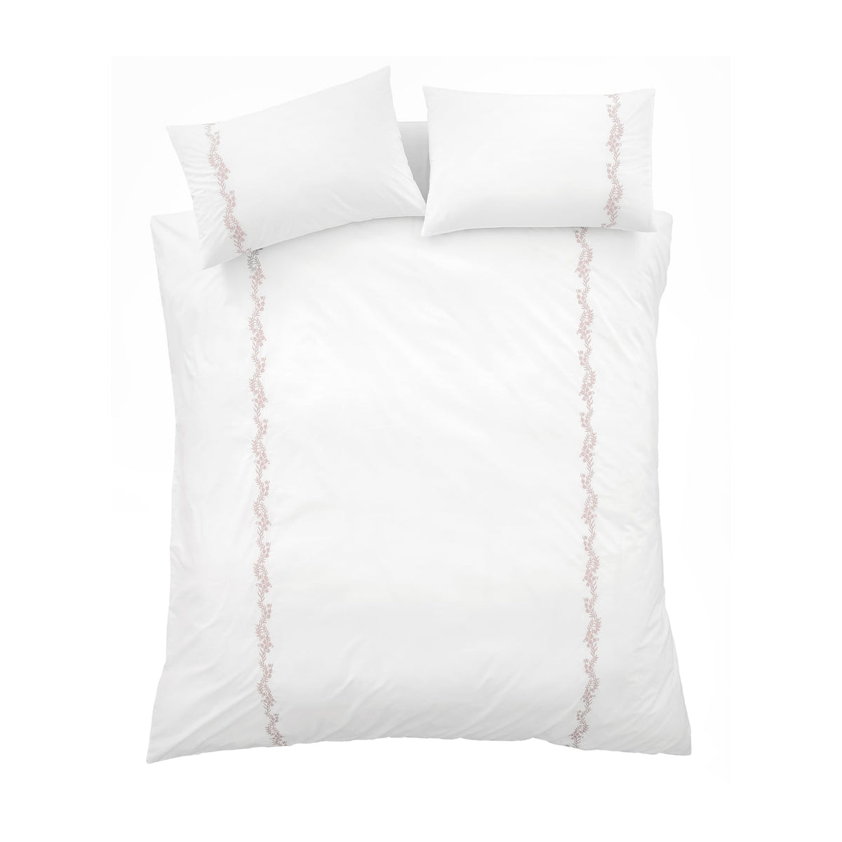 Bianca Fine Linens Camille Embroidered Floral White + Pink 100% Cotton Duvet Cover Bedding Set 5