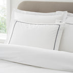 Bianca Contrast Trim 200 Thread Count Cotton Duvet Cover Set - White / Black image 2