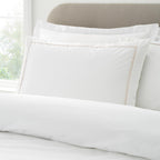 Bianca Contrast Trim 200 Thread Count Cotton Duvet Cover Set - White / Natural image 8