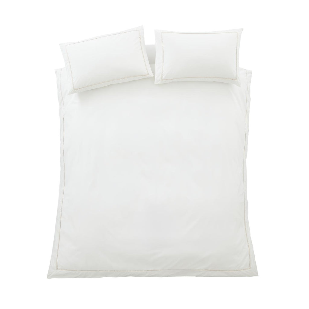 Bianca Contrast Trim 200 Thread Count Cotton Duvet Cover Set - White / Natural image 12