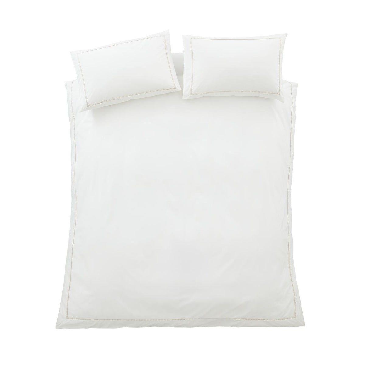 Bianca Contrast Trim 200 Thread Count Cotton Duvet Cover Set - White / Natural image 12