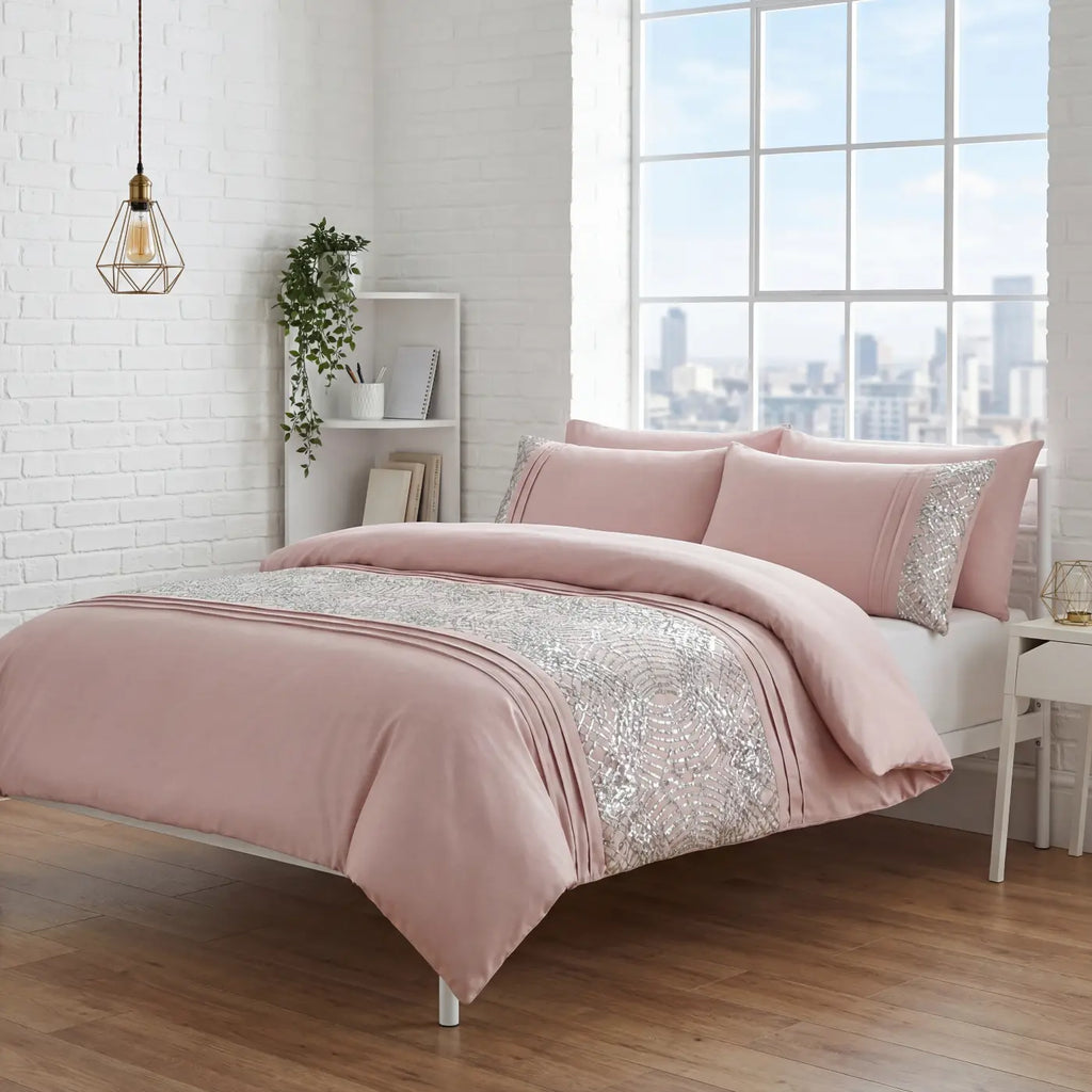 Charleston Glitter Duvet Cover Set - Blush Pink