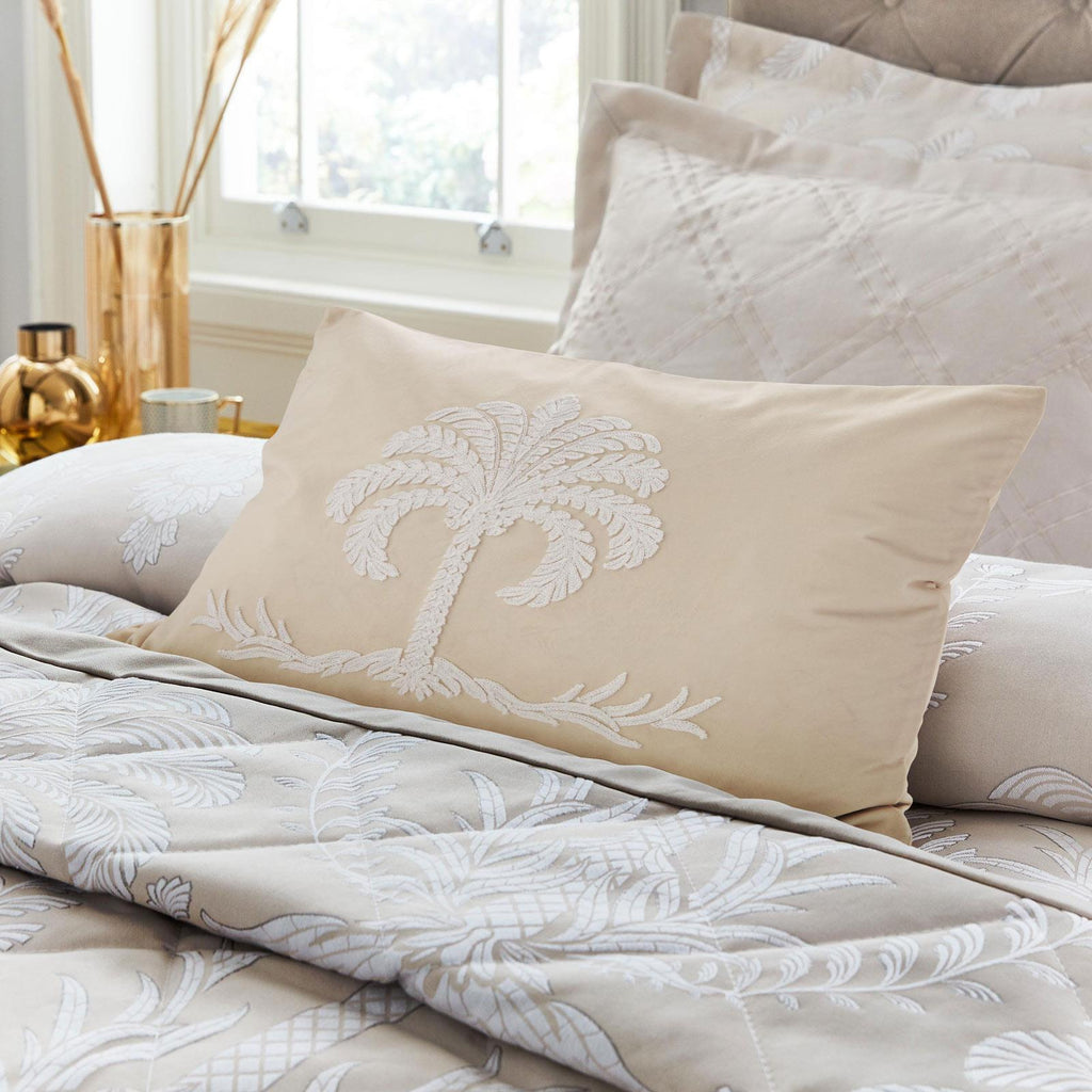 Hyperion Interiors Avalon Embroidered Beige Boudoir Filled Cushion