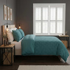 Check Teddy Duck Egg Fleece Duvet Cover Bedding Set-5