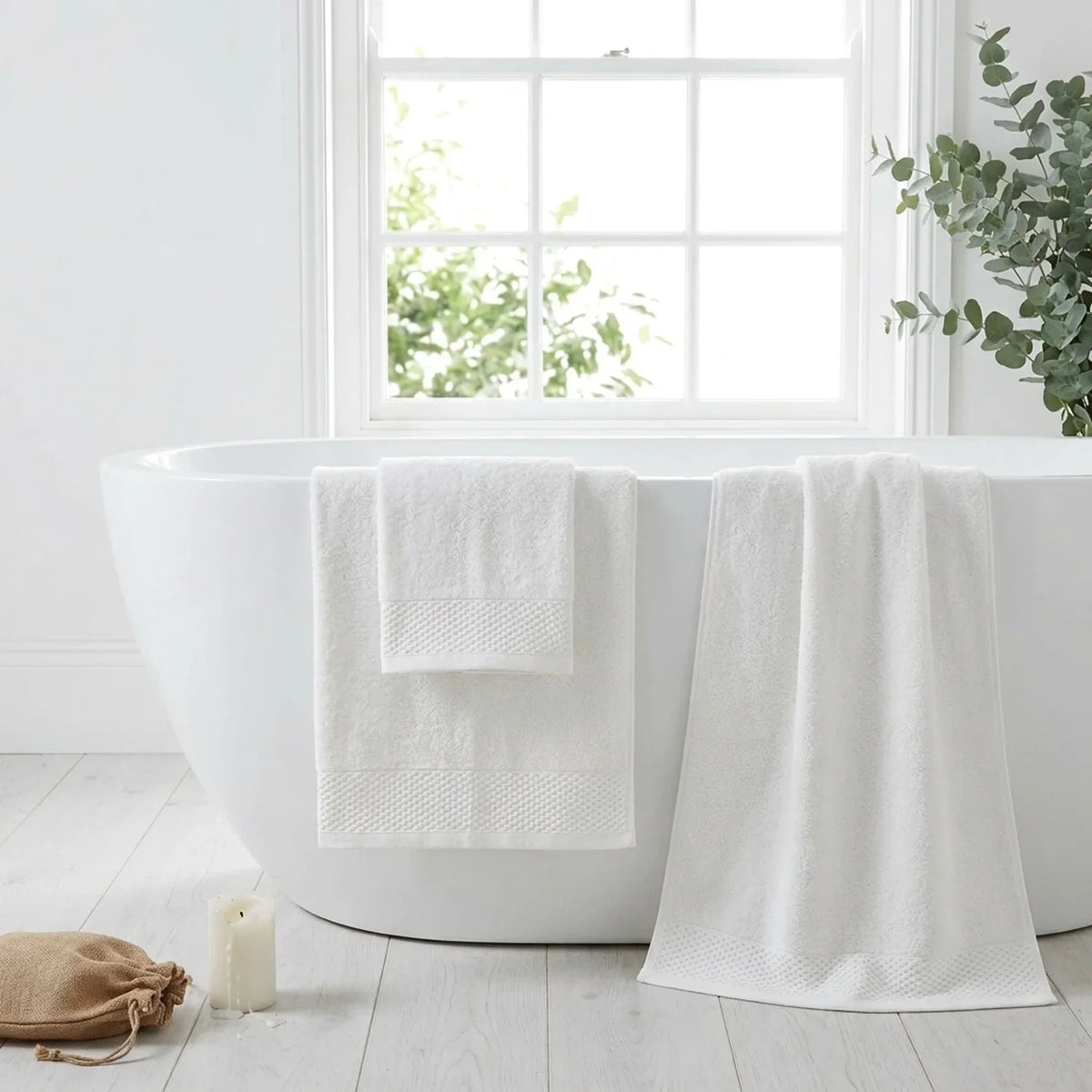 Eden 500gsm White 100% Cotton Towels-2