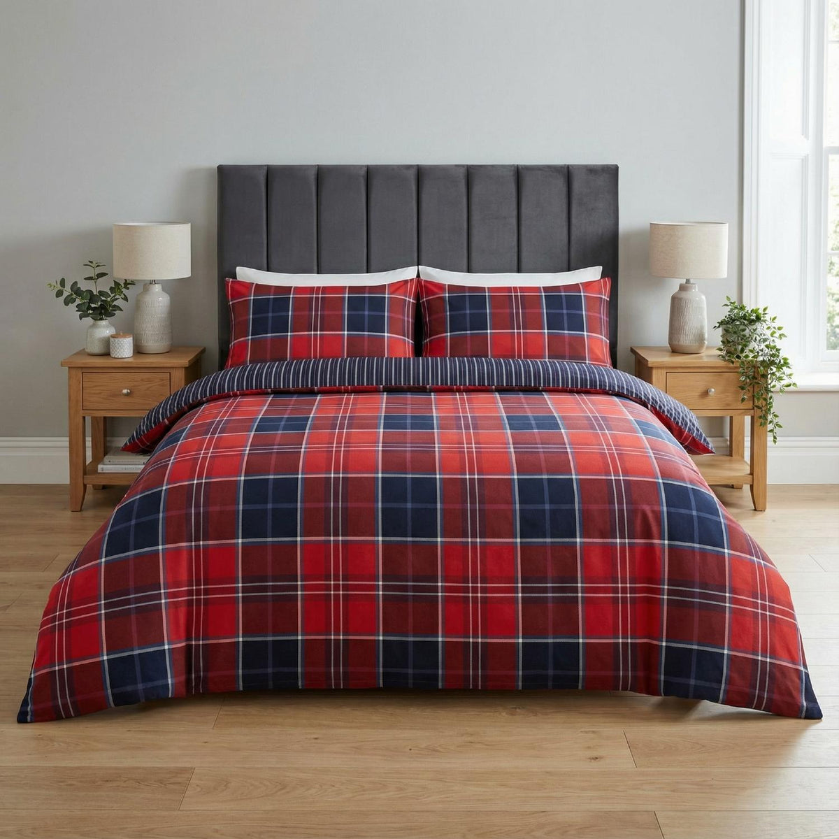 Argyle Duvet Cover Set - Red