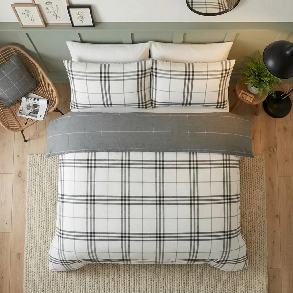 Harris Check Grey Duvet Cover Bedding Set-4