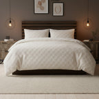 Check Teddy Fleece Duvet Cover Set - Cream