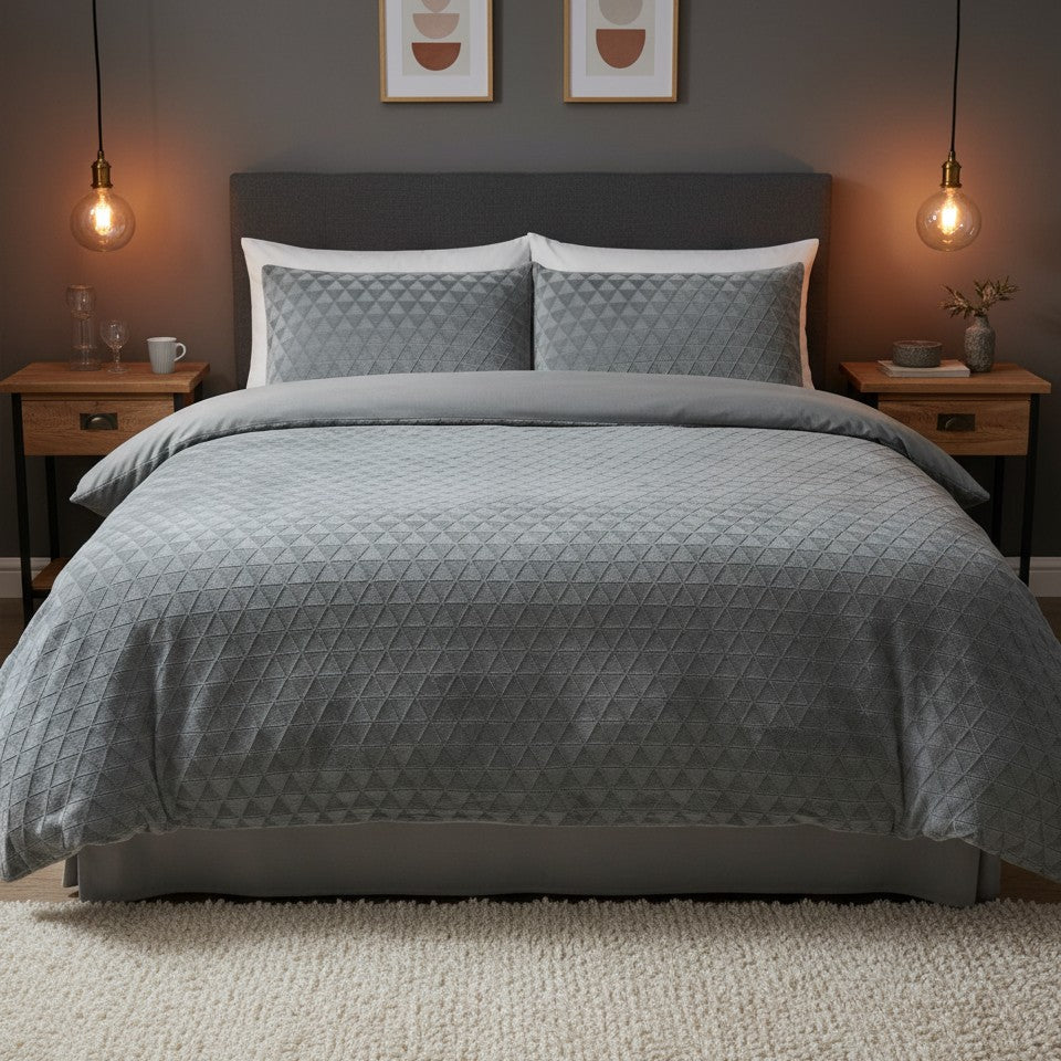 Diamond Cut Teddy Fleece Duvet Cover Set