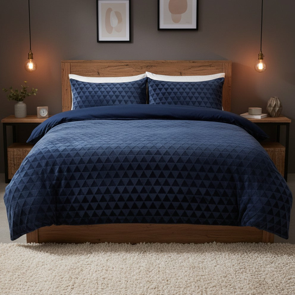 Diamond Cut Teddy Fleece Duvet Cover Set