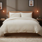 Waffle Teddy Fleece Duvet Cover Set - Natural