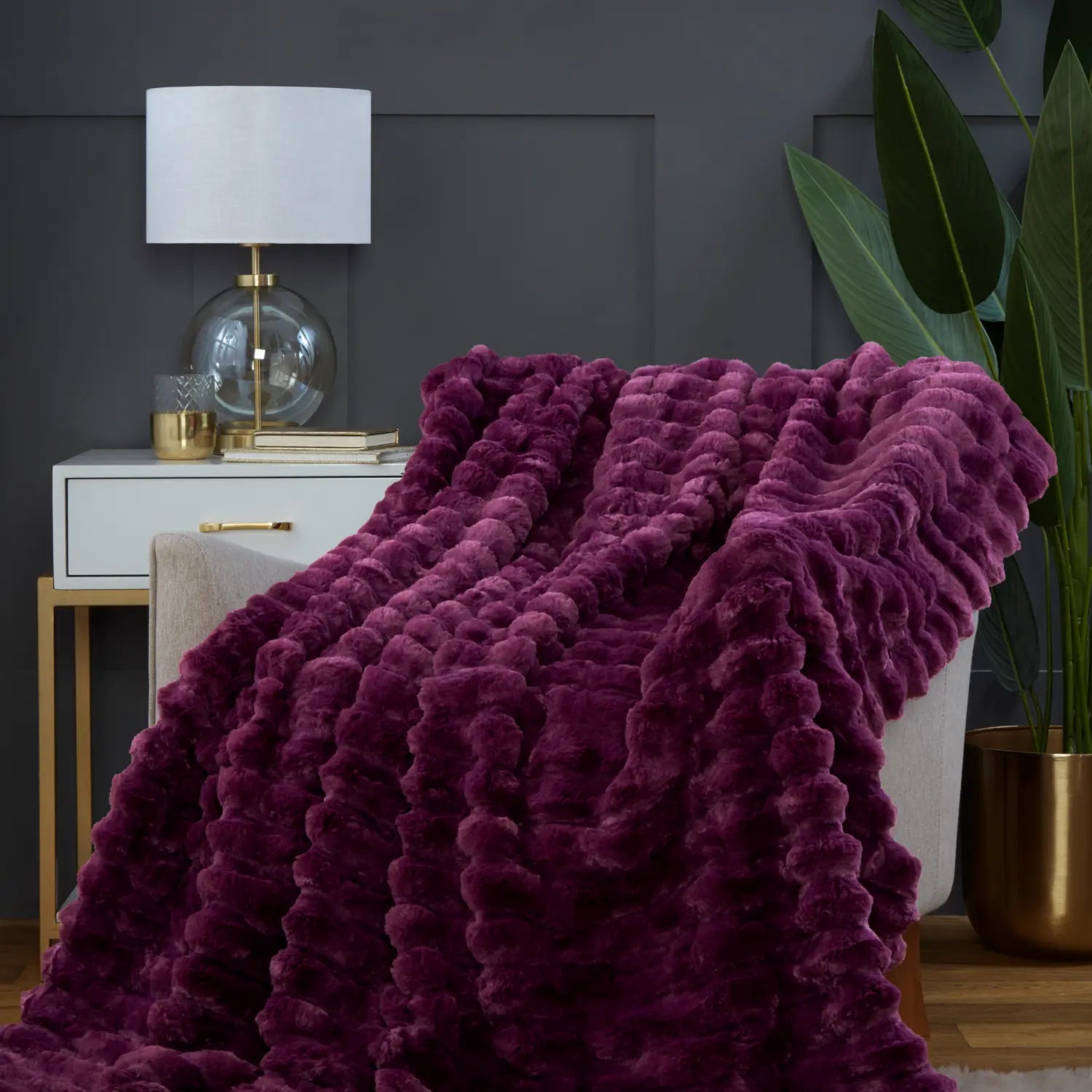 Rabbit Faux Fur Blanket Throw by Rapport Home
